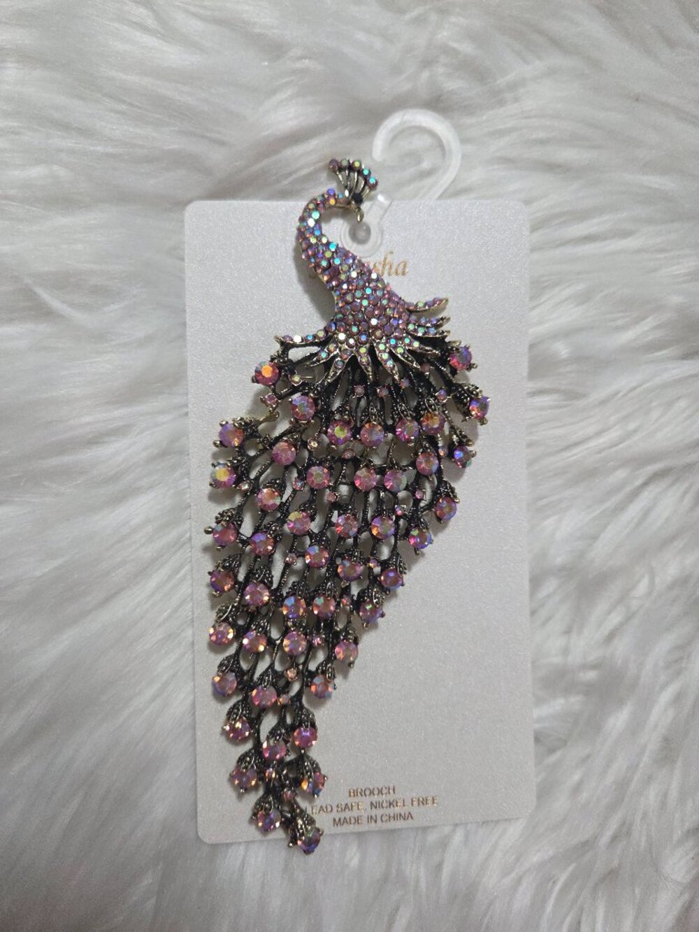 Natasha Couture Oversized Peacock Brooch
